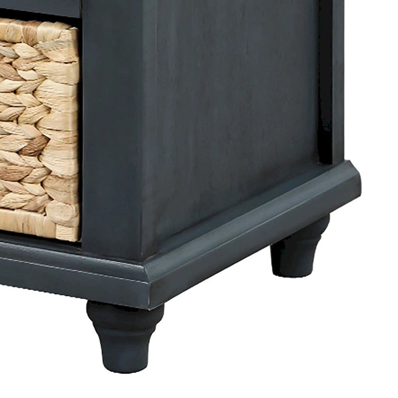 Classic Farmhouse Style Storage Bench with a Removable Linen Blend Seat Cushion