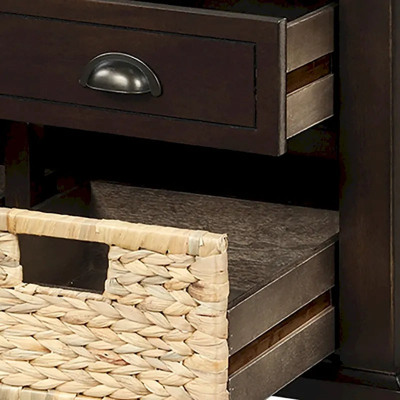 Classic Farmhouse Style Storage Bench with a Removable Linen Blend Seat Cushion