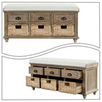 Classic Farmhouse Style Storage Bench with a Removable Linen Blend Seat Cushion