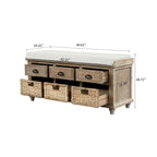 Classic Farmhouse Style Storage Bench with a Removable Linen Blend Seat Cushion