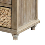 Classic Farmhouse Style Storage Bench with a Removable Linen Blend Seat Cushion