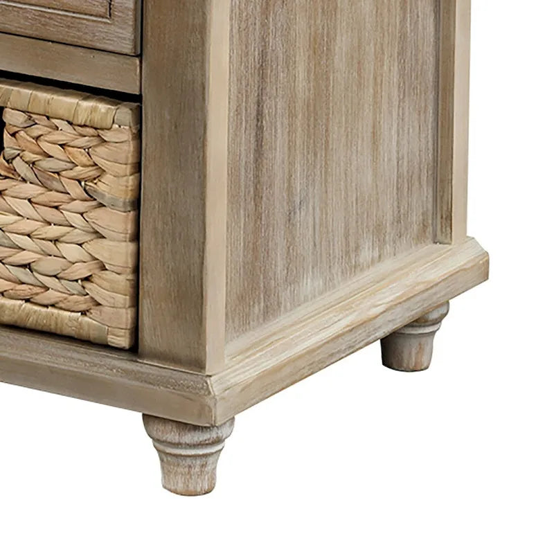 Classic Farmhouse Style Storage Bench with a Removable Linen Blend Seat Cushion