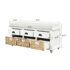 Classic Farmhouse Style Storage Bench with a Removable Linen Blend Seat Cushion