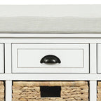 Classic Farmhouse Style Storage Bench with a Removable Linen Blend Seat Cushion