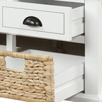 Classic Farmhouse Style Storage Bench with a Removable Linen Blend Seat Cushion
