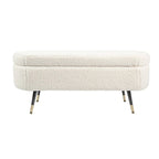 Maren Fully Padded Boucle Storage Bench Wood Stiletto Legs