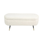 Maren Fully Padded Boucle Storage Bench Wood Stiletto Legs