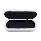 Maren Fully Padded Boucle Storage Bench Wood Stiletto Legs