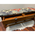 HERAT ORIENTAL Handmade Kilim Upholstered Bench with Drawers - 14  x 19  x 47