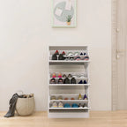 Wood Slim Shoe Storage Cabinet with Mirror