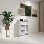 Wood Slim Shoe Storage Cabinet with Mirror