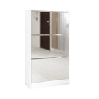 Wood Slim Shoe Storage Cabinet with Mirror