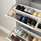 Wood Slim Shoe Storage Cabinet with Mirror