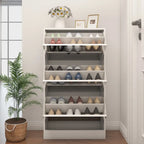 Wood Slim Shoe Storage Cabinet with Mirror