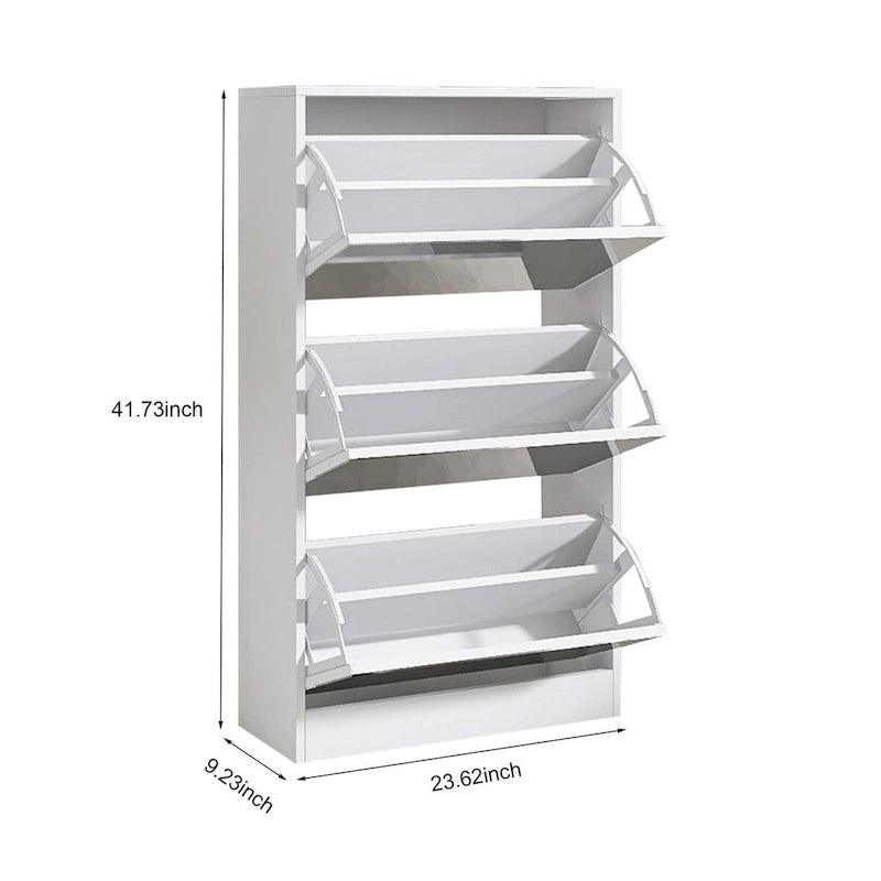 Wood Slim Shoe Storage Cabinet with Mirror