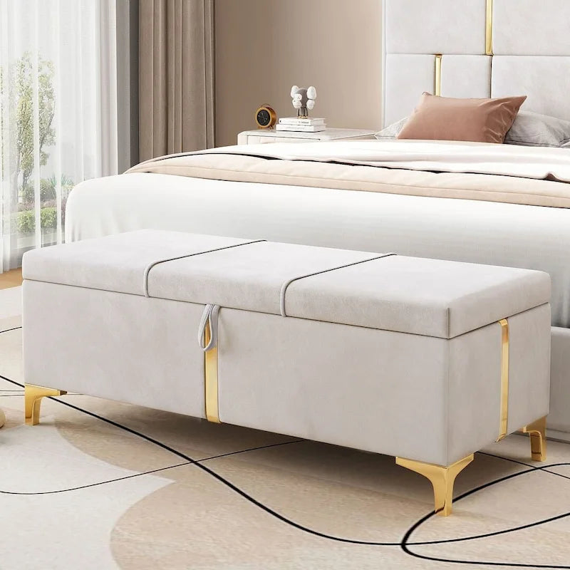 47.20  Upholstered Storage PU Bench with Fully Assembled Metal Legs