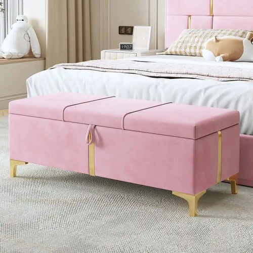 47.20  Upholstered Storage PU Bench with Fully Assembled Metal Legs