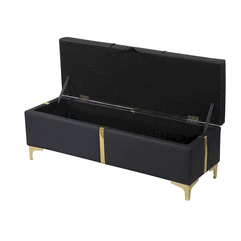 47.20  Upholstered Storage PU Bench with Fully Assembled Metal Legs