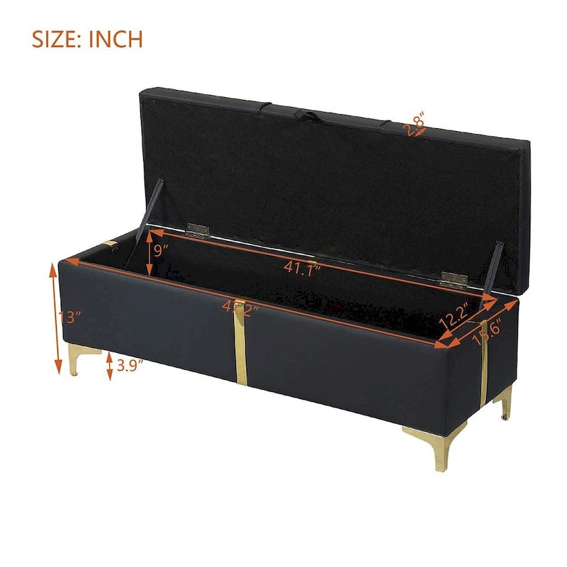 47.20  Upholstered Storage PU Bench with Fully Assembled Metal Legs
