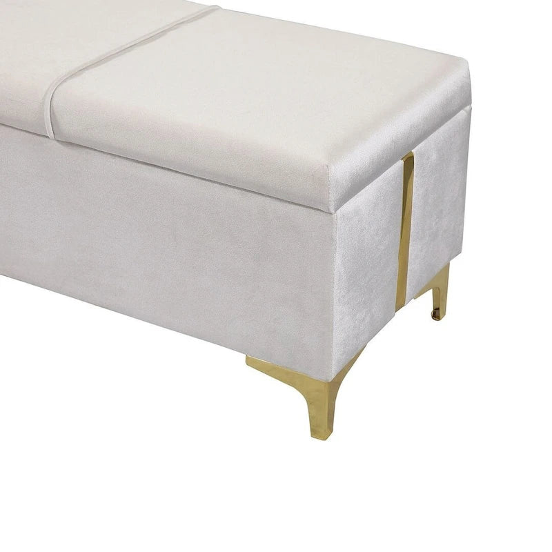 47.20  Upholstered Storage PU Bench with Fully Assembled Metal Legs