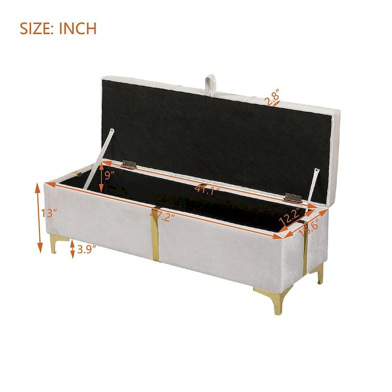 47.20  Upholstered Storage PU Bench with Fully Assembled Metal Legs