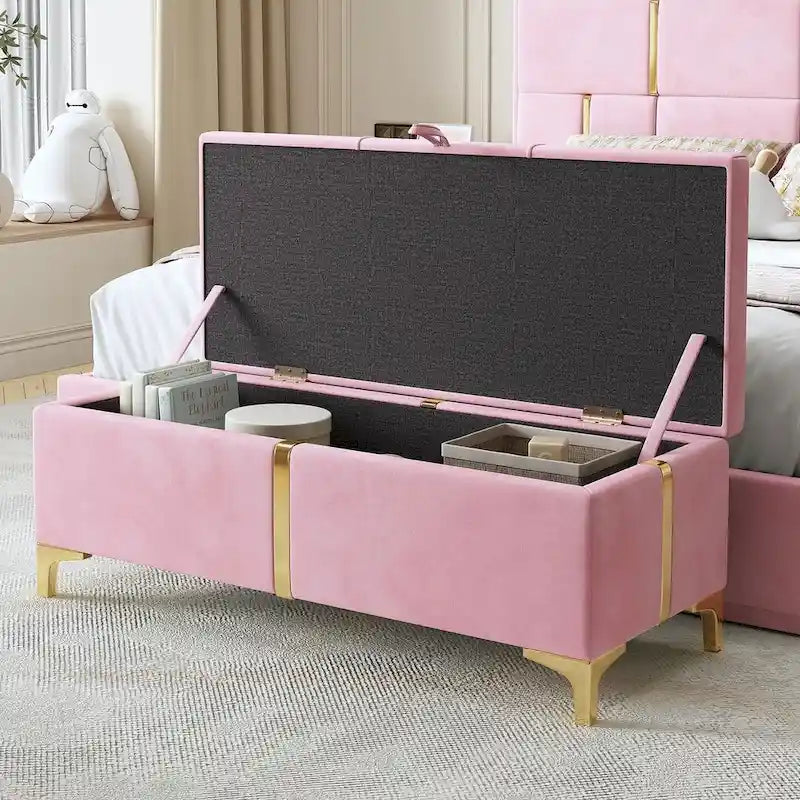 47.20  Upholstered Storage PU Bench with Fully Assembled Metal Legs