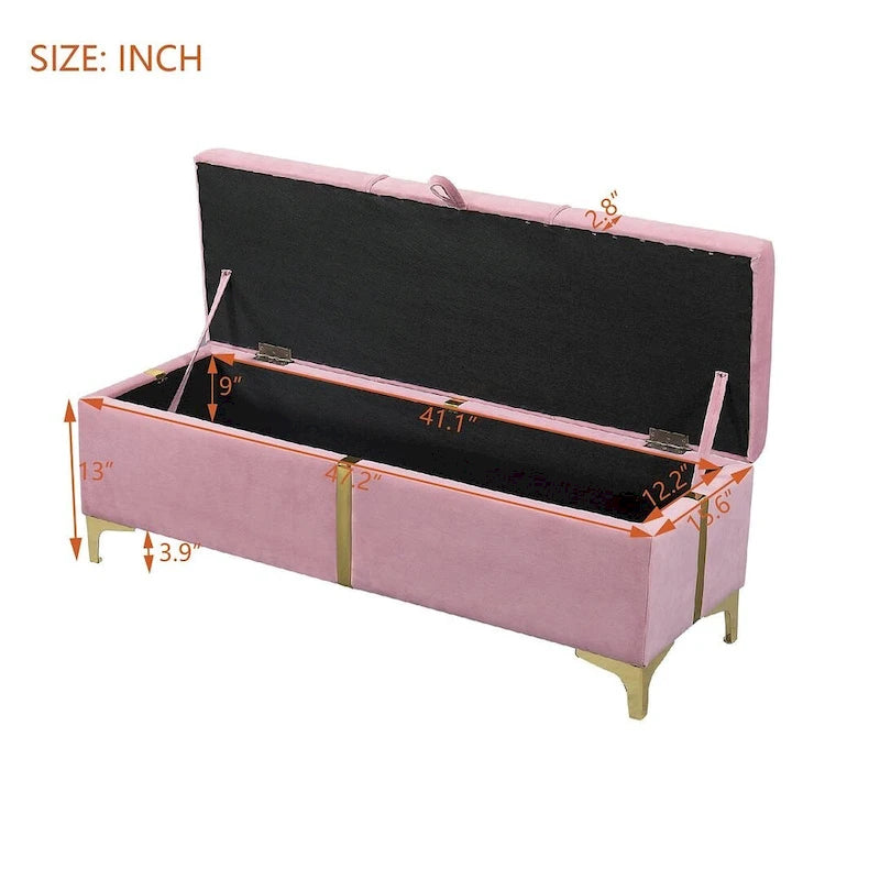 47.20  Upholstered Storage PU Bench with Fully Assembled Metal Legs