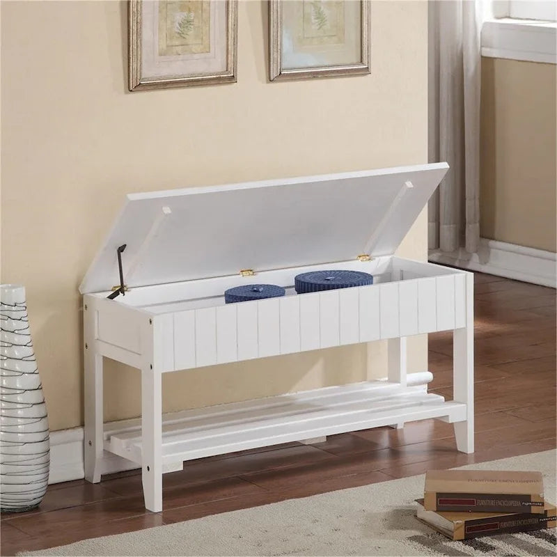 Solid Wood Shoe Bench with Storage and Legs