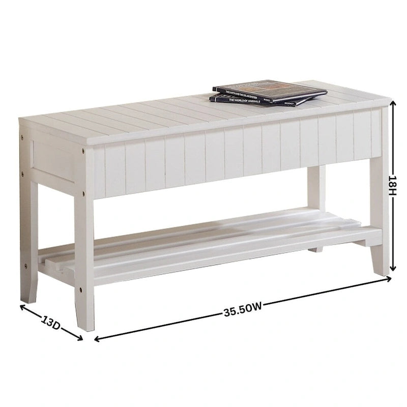 Solid Wood Shoe Bench with Storage and Legs