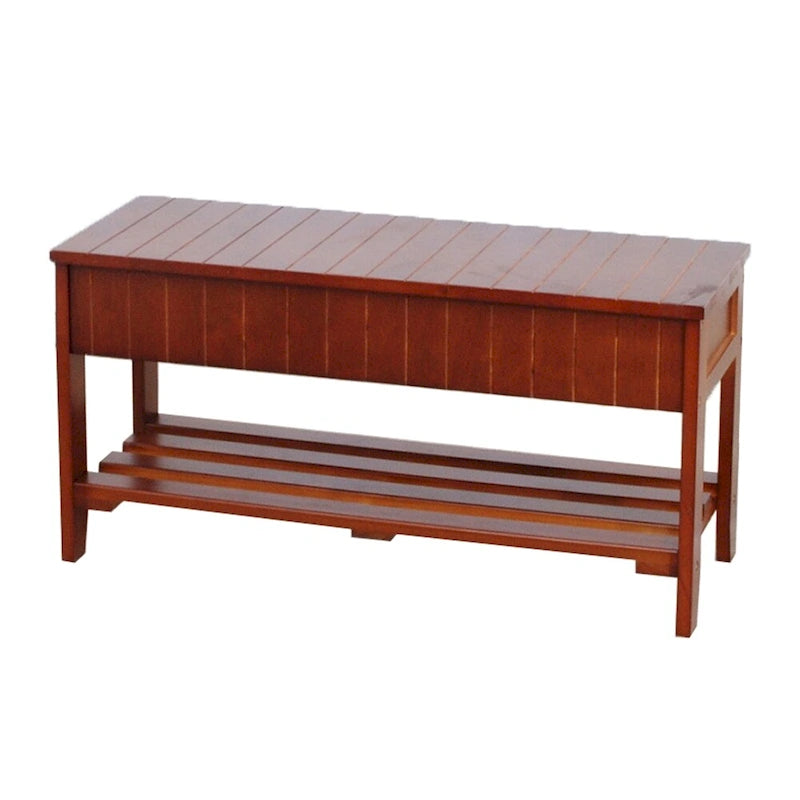 Solid Wood Shoe Bench with Storage and Legs
