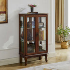 Curio Cabinet Lighted Curio Diapaly Cabinet with Adjustable Shelves and Mirrored Back Panel, Tempered Glass Doors