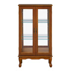 Curio Cabinet Lighted Curio Diapaly Cabinet with Adjustable Shelves and Mirrored Back Panel, Tempered Glass Doors