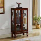 Curio Cabinet Lighted Curio Diapaly Cabinet with Adjustable Shelves and Mirrored Back Panel, Tempered Glass Doors