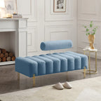 53.2  Width Modern End of Bed Bench Fabric Upholstered 2 Seater Sofa Couch Entryway Ottoman Bench
