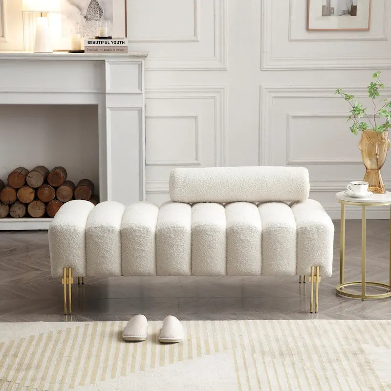 53.2  Width Modern End of Bed Bench Fabric Upholstered 2 Seater Sofa Couch Entryway Ottoman Bench