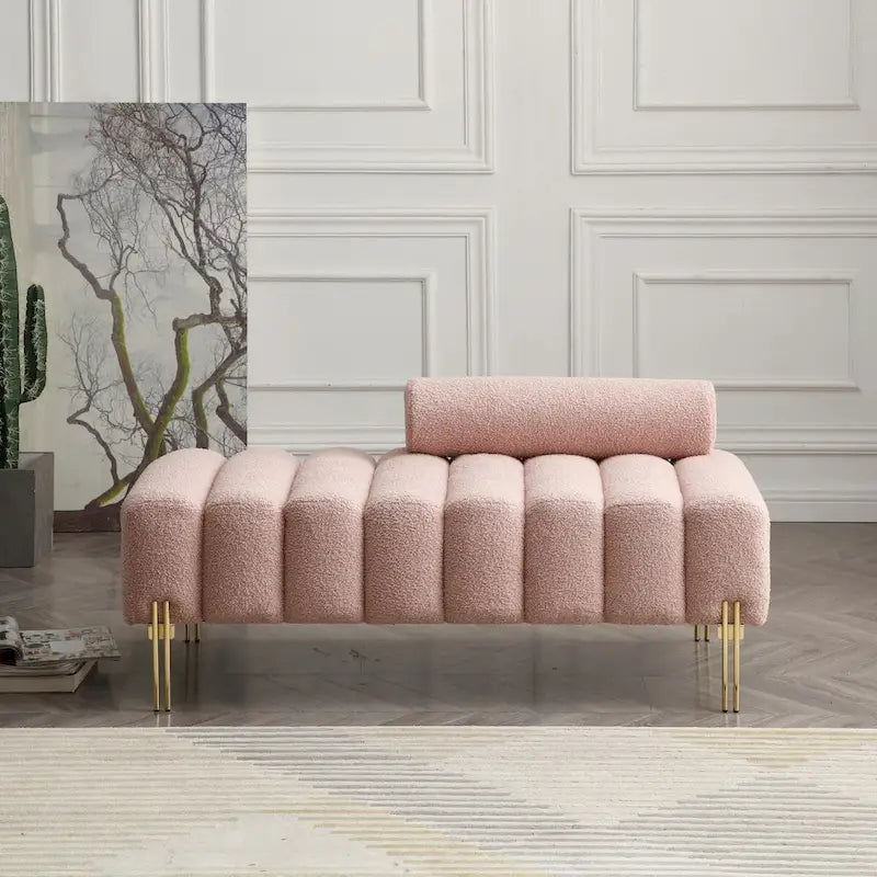 53.2  Width Modern End of Bed Bench Fabric Upholstered 2 Seater Sofa Couch Entryway Ottoman Bench