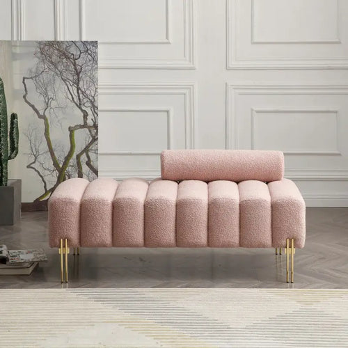 53.2  Width Modern End of Bed Bench Fabric Upholstered 2 Seater Sofa Couch Entryway Ottoman Bench