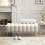 53.2  Width Modern End of Bed Bench Fabric Upholstered 2 Seater Sofa Couch Entryway Ottoman Bench