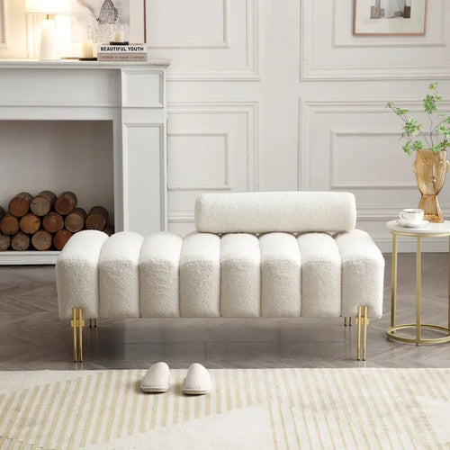 53.2  Width Modern End of Bed Bench Fabric Upholstered 2 Seater Sofa Couch Entryway Ottoman Bench