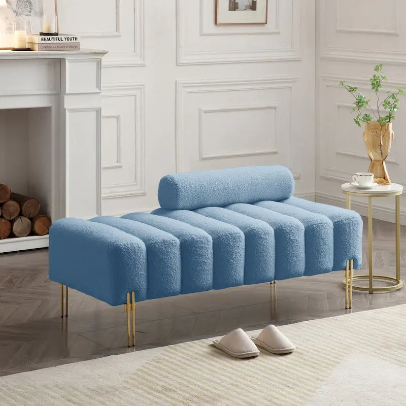 53.2  Width Modern End of Bed Bench Fabric Upholstered 2 Seater Sofa Couch Entryway Ottoman Bench