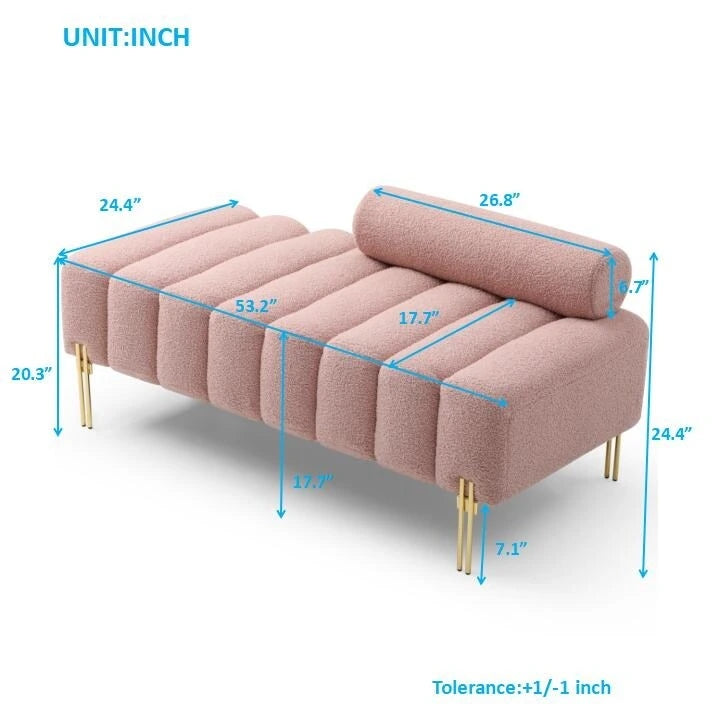 53.2  Width Modern End of Bed Bench Fabric Upholstered 2 Seater Sofa Couch Entryway Ottoman Bench