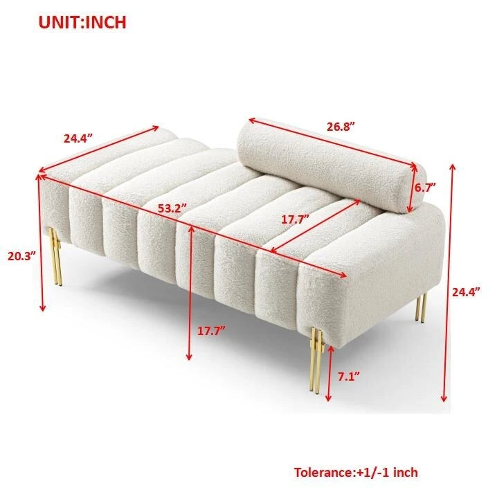 53.2  Width Modern End of Bed Bench Fabric Upholstered 2 Seater Sofa Couch Entryway Ottoman Bench