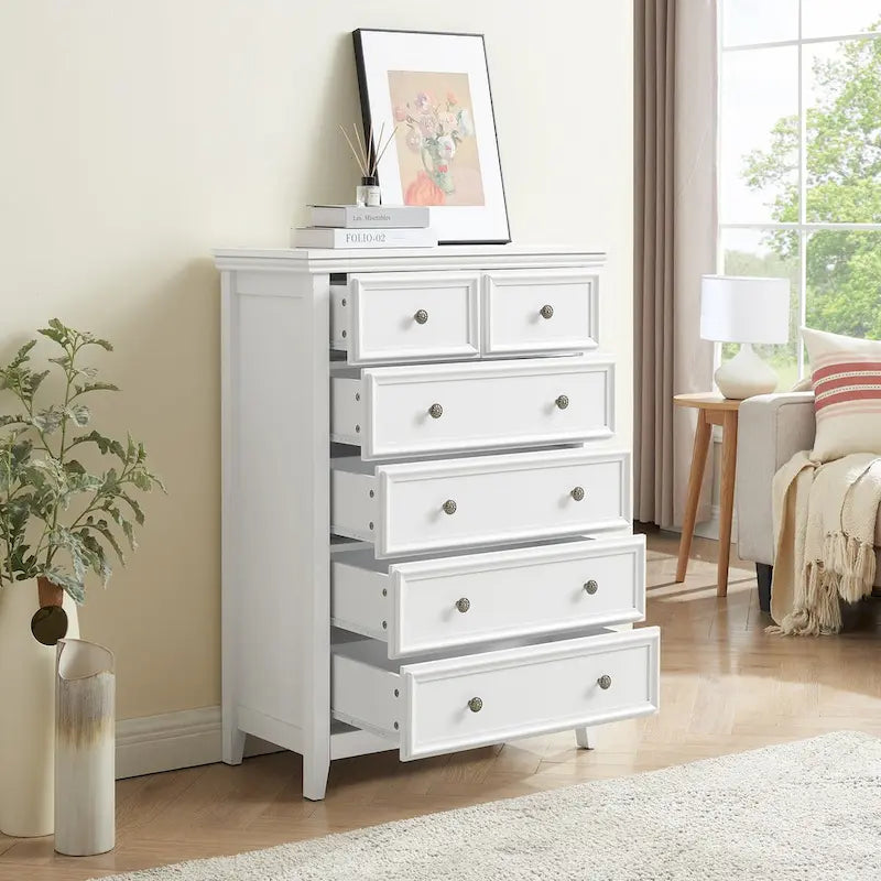 Modern Dresser 6 Drawers Cabinet,Chest of Drawers Closet Organizers and Storage Clothes Storage Drawers Cabinet for Living Room
