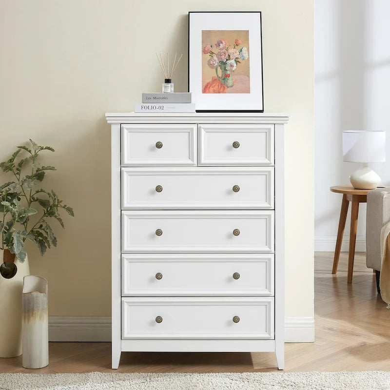 Modern Dresser 6 Drawers Cabinet,Chest of Drawers Closet Organizers and Storage Clothes Storage Drawers Cabinet for Living Room