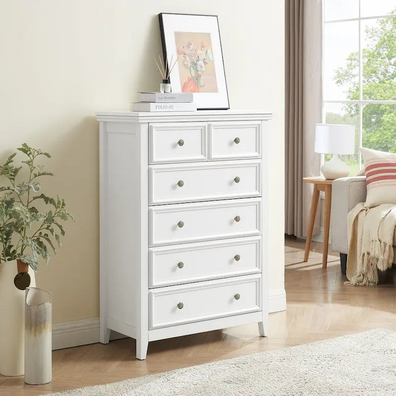 Modern Dresser 6 Drawers Cabinet,Chest of Drawers Closet Organizers and Storage Clothes Storage Drawers Cabinet for Living Room