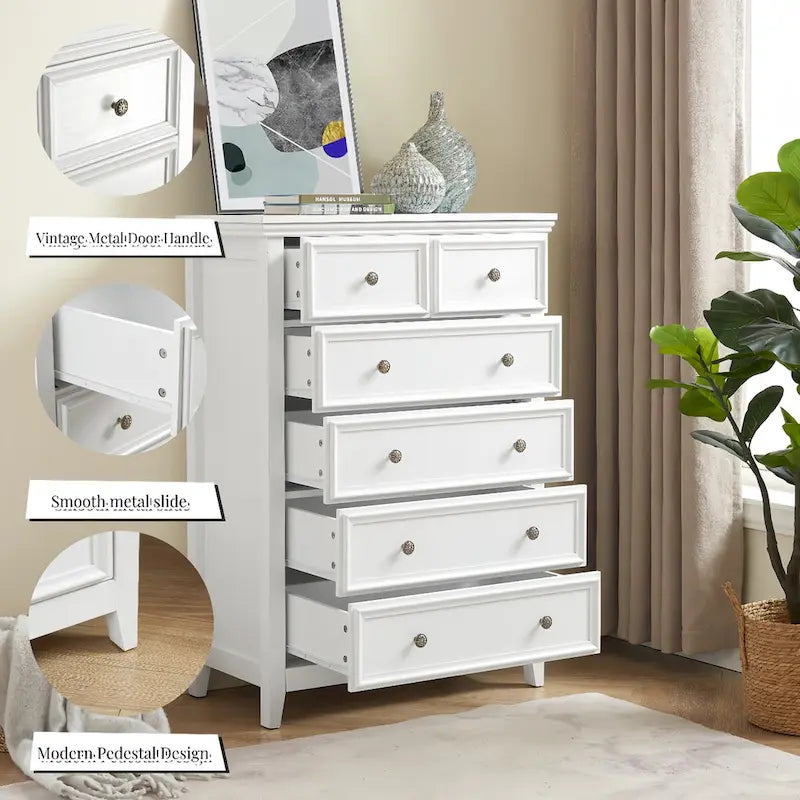 Modern Dresser 6 Drawers Cabinet,Chest of Drawers Closet Organizers and Storage Clothes Storage Drawers Cabinet for Living Room