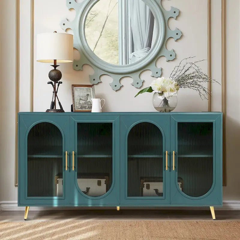TV Stand for 65+ Inch TV, Wood TV Stand with Storage Cabinet & Adjustable Shelves, Media TV Console for Living Room Bedroom