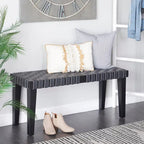 Wood Woven Bench - Black or Brown - Roche River Decor