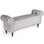 53  Tufted Storage Ottoman Bench with Rolled Arms and Nailhead Trim for Bedroom, Living Room, Entryway