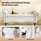 53  Tufted Storage Ottoman Bench with Rolled Arms and Nailhead Trim for Bedroom, Living Room, Entryway